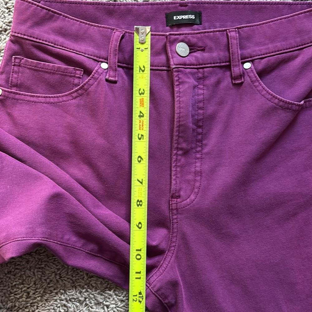 Express Modern Straight High Rise Jeans, Purple - Picture 9 of 14